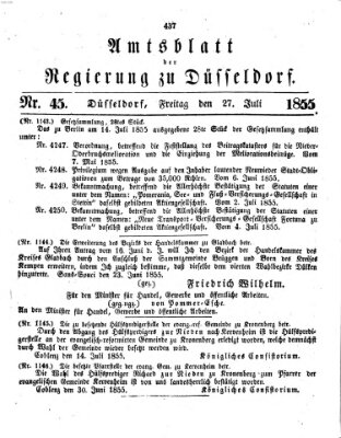 Amtsblatt für den Regierungsbezirk Düsseldorf Freitag 27. Juli 1855