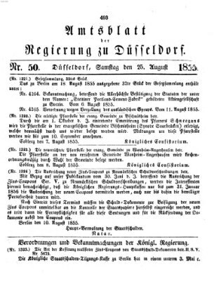 Amtsblatt für den Regierungsbezirk Düsseldorf Samstag 25. August 1855