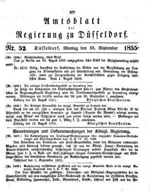 Amtsblatt für den Regierungsbezirk Düsseldorf Montag 10. September 1855