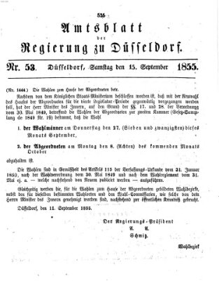 Amtsblatt für den Regierungsbezirk Düsseldorf Samstag 15. September 1855