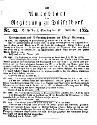 Amtsblatt für den Regierungsbezirk Düsseldorf Samstag 17. November 1855