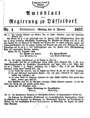 Amtsblatt für den Regierungsbezirk Düsseldorf Montag 5. Januar 1857