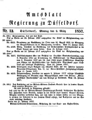 Amtsblatt für den Regierungsbezirk Düsseldorf Montag 9. März 1857