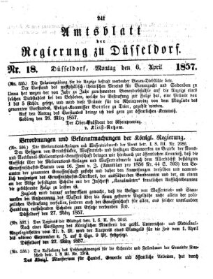 Amtsblatt für den Regierungsbezirk Düsseldorf Montag 6. April 1857