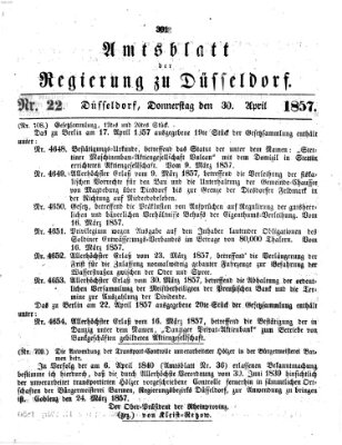 Amtsblatt für den Regierungsbezirk Düsseldorf Donnerstag 30. April 1857