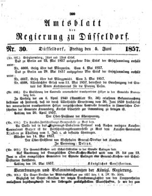 Amtsblatt für den Regierungsbezirk Düsseldorf Freitag 5. Juni 1857