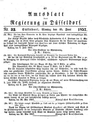 Amtsblatt für den Regierungsbezirk Düsseldorf Montag 15. Juni 1857