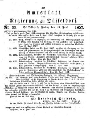 Amtsblatt für den Regierungsbezirk Düsseldorf Freitag 19. Juni 1857