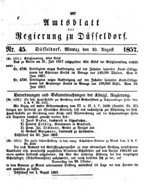 Amtsblatt für den Regierungsbezirk Düsseldorf Montag 10. August 1857