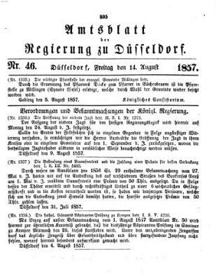 Amtsblatt für den Regierungsbezirk Düsseldorf Freitag 14. August 1857