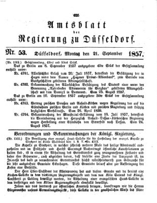 Amtsblatt für den Regierungsbezirk Düsseldorf Montag 21. September 1857