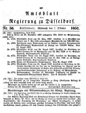 Amtsblatt für den Regierungsbezirk Düsseldorf Mittwoch 7. Oktober 1857