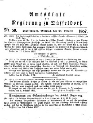 Amtsblatt für den Regierungsbezirk Düsseldorf Mittwoch 28. Oktober 1857