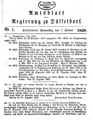 Amtsblatt für den Regierungsbezirk Düsseldorf Donnerstag 7. Januar 1858