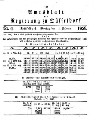 Amtsblatt für den Regierungsbezirk Düsseldorf Montag 1. Februar 1858