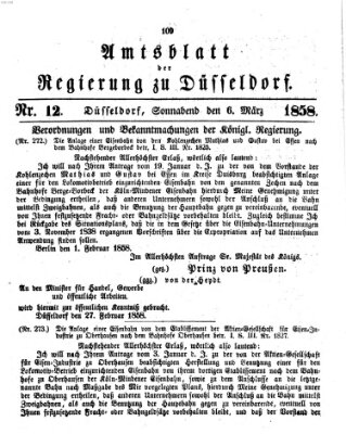 Amtsblatt für den Regierungsbezirk Düsseldorf Samstag 6. März 1858