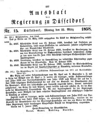 Amtsblatt für den Regierungsbezirk Düsseldorf Montag 22. März 1858