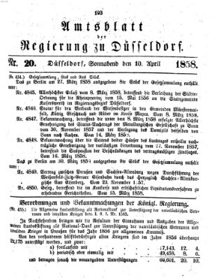 Amtsblatt für den Regierungsbezirk Düsseldorf Samstag 10. April 1858