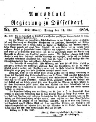 Amtsblatt für den Regierungsbezirk Düsseldorf Freitag 14. Mai 1858