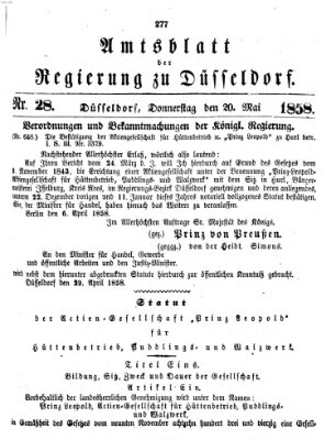 Amtsblatt für den Regierungsbezirk Düsseldorf Donnerstag 20. Mai 1858