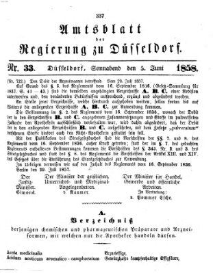 Amtsblatt für den Regierungsbezirk Düsseldorf Samstag 5. Juni 1858