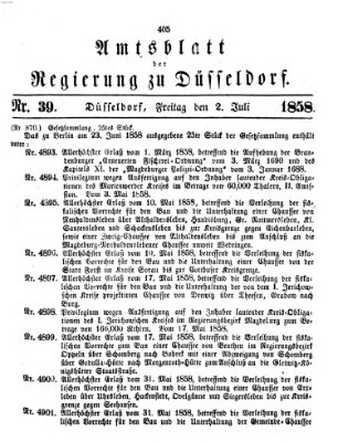 Amtsblatt für den Regierungsbezirk Düsseldorf Freitag 2. Juli 1858