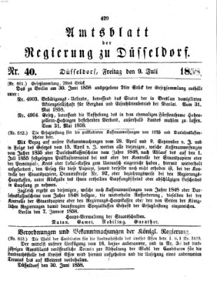 Amtsblatt für den Regierungsbezirk Düsseldorf Freitag 9. Juli 1858