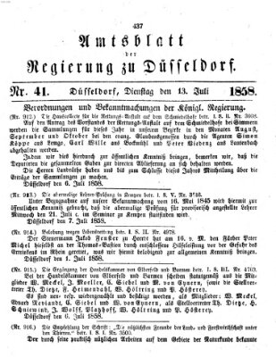 Amtsblatt für den Regierungsbezirk Düsseldorf Dienstag 13. Juli 1858