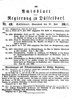 Amtsblatt für den Regierungsbezirk Düsseldorf Samstag 17. Juli 1858