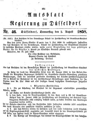 Amtsblatt für den Regierungsbezirk Düsseldorf Donnerstag 5. August 1858