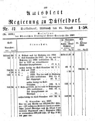 Amtsblatt für den Regierungsbezirk Düsseldorf Mittwoch 11. August 1858