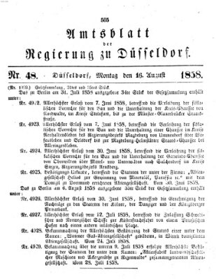 Amtsblatt für den Regierungsbezirk Düsseldorf Montag 16. August 1858