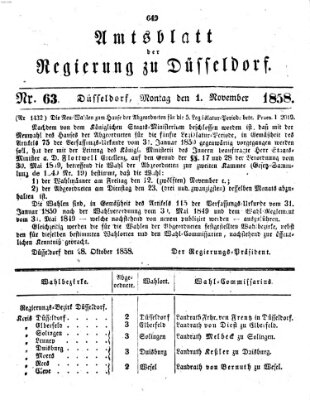 Amtsblatt für den Regierungsbezirk Düsseldorf Montag 1. November 1858