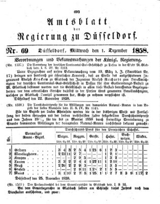 Amtsblatt für den Regierungsbezirk Düsseldorf Mittwoch 1. Dezember 1858