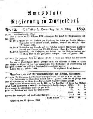 Amtsblatt für den Regierungsbezirk Düsseldorf Donnerstag 3. März 1859