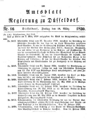 Amtsblatt für den Regierungsbezirk Düsseldorf Freitag 18. März 1859