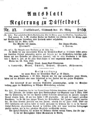 Amtsblatt für den Regierungsbezirk Düsseldorf Mittwoch 23. März 1859