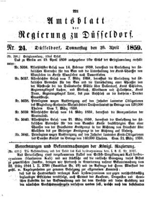 Amtsblatt für den Regierungsbezirk Düsseldorf Donnerstag 28. April 1859