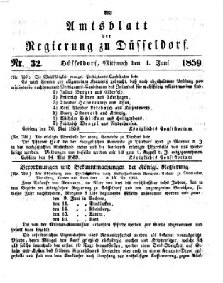 Amtsblatt für den Regierungsbezirk Düsseldorf Mittwoch 1. Juni 1859