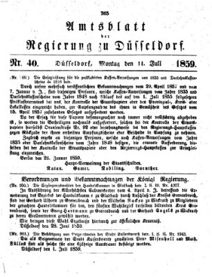 Amtsblatt für den Regierungsbezirk Düsseldorf Montag 11. Juli 1859