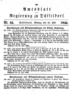 Amtsblatt für den Regierungsbezirk Düsseldorf Montag 25. Juli 1859