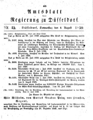 Amtsblatt für den Regierungsbezirk Düsseldorf Donnerstag 4. August 1859