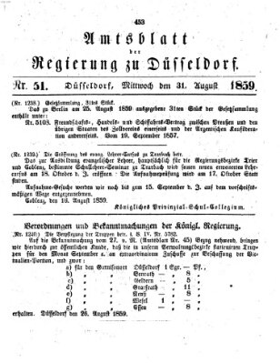 Amtsblatt für den Regierungsbezirk Düsseldorf Mittwoch 31. August 1859