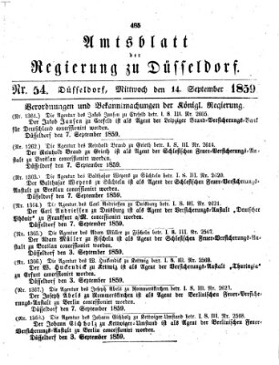 Amtsblatt für den Regierungsbezirk Düsseldorf Mittwoch 14. September 1859