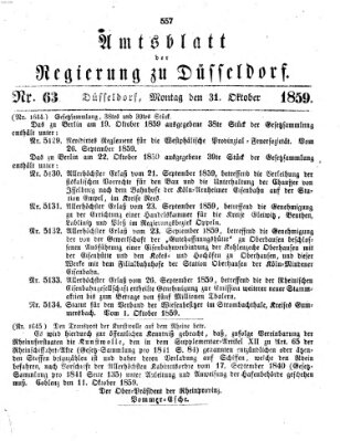 Amtsblatt für den Regierungsbezirk Düsseldorf Montag 31. Oktober 1859