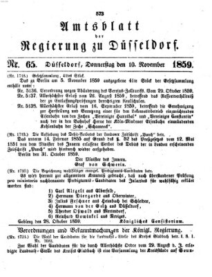 Amtsblatt für den Regierungsbezirk Düsseldorf Donnerstag 10. November 1859