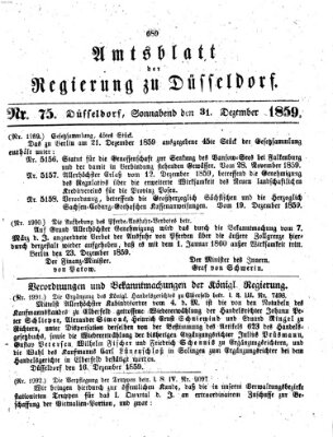 Amtsblatt für den Regierungsbezirk Düsseldorf Samstag 31. Dezember 1859