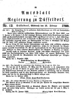 Amtsblatt für den Regierungsbezirk Düsseldorf Mittwoch 22. Februar 1860