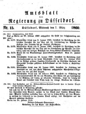 Amtsblatt für den Regierungsbezirk Düsseldorf Mittwoch 7. März 1860