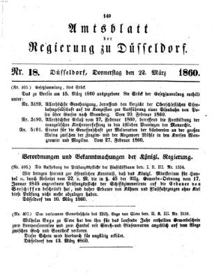 Amtsblatt für den Regierungsbezirk Düsseldorf Donnerstag 22. März 1860